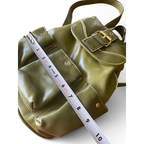 Backpack Women Mini Green Simulated Leather Gold Fittings Excellent Condition - Picture 5 of 12